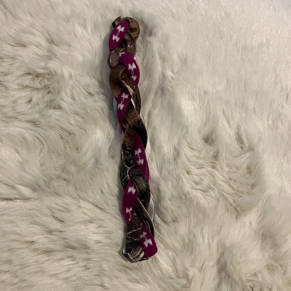 Under Armour Logo Pink Camo Silicone Grip Active Hair Head Band Sports
